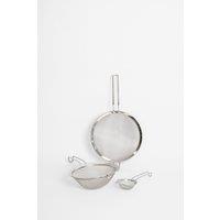 MasterClass 3pc Fine Mesh Stainless Steel Sieve Set includes 7.5cm, 18cm, & 20.5cm Sieves in Silver