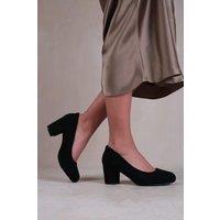 'Melrose' Wide Fit Mid Block Heel Court Shoes