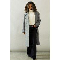 Wallis Women's Buckle Detail Double Breasted Coat in Grey | Size: Small