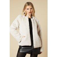 Dorothy Perkins Women's Longline Faux Fur Coat in Neutral | Size: Large
