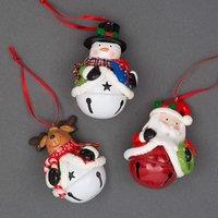 Shatchi Christmas Tree Hanging Decorations Santa Snowman Reindeer with Jingle Bells Xmas Tree 12pcs Set