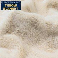 Dreamcatcher Luxury Faux Fur Polyester Throw Over Blanket 160x130cm in Cream | Size: 160x130 cm
