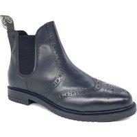 Frank James Men's Peckham Leather Brogue Chelsea Boots in Black | Size: 9