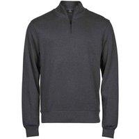 TEE JAYS Men's Ribber Interlock Half Zip Sweatshirt in Dark Grey | Size: 2XL
