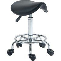 HOMCOM Saddle Stool Rolling Salon Chair for Massage Beauty & Tattoo Black