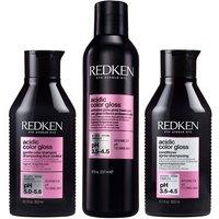Redken Acidic Color Gloss Sulphate-Free Shampoo 300ml, Acidic Color Gloss Conditioner 300ml & Activated Glass Gloss Treatment 237ml in Clear