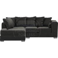 Ella Boxed Arm Plush Velvet 3 to 4 Seater L Shaped Corner Sofa Grey Left Hand Facing