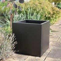 Woven Wood 50cm Zinc Galvanised Matte Black Square Planter