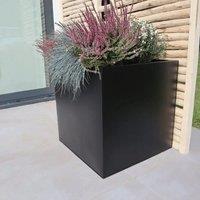 Woven Wood 60cm Zinc Galvanised Matte Black Square Planter