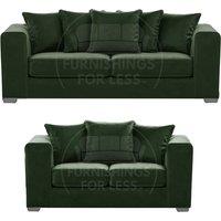 Ella Boxed Arm Plush Velvet Fabric Sofa Set 3 and 2 Seater sofa Red