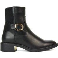 XY London Women's 'Maisie' Flat Block Heel Stretch Buckle Detail Chelsea Ankle Boots in Black | Size: 3