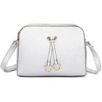Fontanella Fashion Women's Metz Twin Rings Charm Three Zipped Sections PU Leather Crossbody Bag in Silver