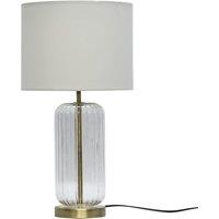First Choice Lighting Walpole - Fluted Glass Antique Brass 49cm Table Lamp with Ivory Shade in Bronze