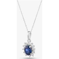 9ct White Gold Oval Cut Sapphire & Cubic Zirconia Halo Necklace D152307WB