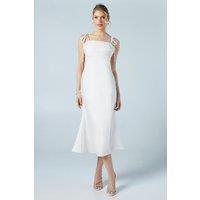 Oasis Women's Satin Chiffon Mix Tie Shoulder Wedding Dress in Ivory | Size: 12