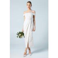 Jacquard Bardot Bridal Column Dress