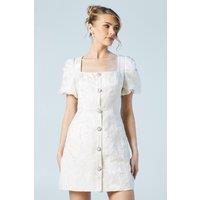 Coast Women's Puff Sleeve Jewel Button Bridal Mini Dress in Ivory | Size: 10