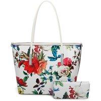 Fleur Glossy Flower Print Shoulder Tote Bag and Purse 2 in 1