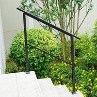 Gr8 Garden Outdoor Adjustable Black Steel Handrail 1-4 Steps Garden Stairs Safety Grab Rail