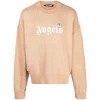 Palm Angels Men's Split Shark Branded Logo Cream Sweatshirt in Beige | Size: Small