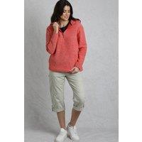 Weird Fish Women's Alisa 1/4 Zip Snow Marl Fleece Hoodie in Red | Size: 16