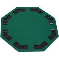 HOMCOM 1.2m/48 Inches Foldable Poker Table Top 8 Players Blackjack Chip Trays in Green