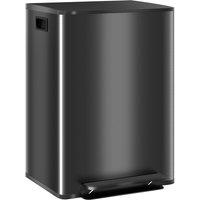 HOMCOM 2 x 30L Double Kitchen Bin, Pedal Bin with Soft-Close Lid, Black