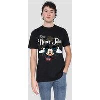 Mickey Mouse Men's Firework New Year German T-Shirt Black | Size: Small