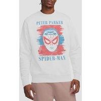 Spider Man Men's Spiderman Peter Parker Stripes Sweatshirt White | Size: Large