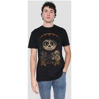 Coco Men's Painted Poster With Miguel Skull, Hector & Ernesto T-Shirt Black | Size: Large