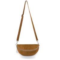 Kitise Women's Classic Design Bum Bag Style Italian Pouch Suede Leather Crossbody Sling Bag in Brown
