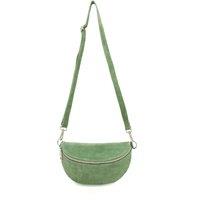 Kitise Women's Classic Design Bum Bag Style Italian Pouch Suede Leather Crossbody Sling Bag in Green