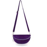 Kitise Women's Classic Design Bum Bag Style Italian Pouch Suede Leather Crossbody Sling Bag in Purple