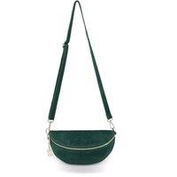 Kitise Women's Classic Design Bum Bag Style Italian Pouch Suede Leather Crossbody Sling Bag in Dark Green