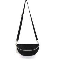 Kitise Women's Classic Design Bum Bag Style Italian Pouch Suede Leather Crossbody Sling Bag in Black