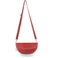 Kitise Women's Classic Design Bum Bag Style Italian Pouch Suede Leather Crossbody Sling Bag in Coral
