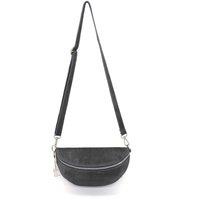 Kitise Women's Classic Design Bum Bag Style Italian Pouch Suede Leather Crossbody Sling Bag in Dark Grey