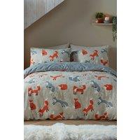 Fusion 'Foraging Fox' Brushed Duvet Cover Set in Natural | Size: Super King