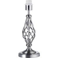 Happy Homewares Traditional Table Lamp Base with Twist Metal Stem Design & Inline Switch in Metallic Silver | Size: 15 inches