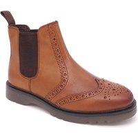 Frank James Men's Warkton Leather Brogue Chelsea Boots in Tan | Size: 11