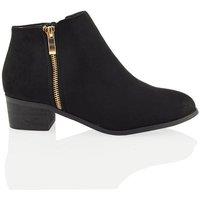 XY London Women's 'Alberto' Low Heel Zip Up Ankle Boots in Jet Black | Size: 8