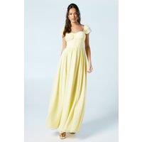 Coast Women's Corset Detail Georgette Bridesmaid Maxi Dress in Lemon | Size: 12