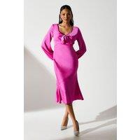 Knot Front Satin Slip Dress