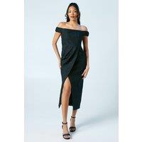 Coast Women's Jacquard Bardot Bridesmaid Column Dress in Navy | Size: 16