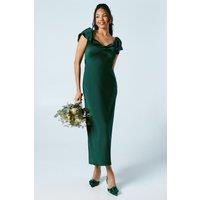 Oasis Women's Twist Front Angel Sleeve Bridesmaid Dress in Emerald | Size: 10