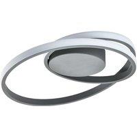 Happy Homewares Modern Single Loop Strip Flush LED Powered Ceiling Light Fitting in Grey