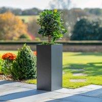 Woven Wood 75cm Zinc Matte Grey Tall Square Planter