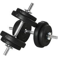 HOMCOM 20KG Adjustable Dumbbells Weight Set Hand Weight for Body Fitness in Black