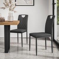 More4Homes Set Of 8 Monza Fabric Dining Chair Modern Padded Seat Metal Legs Kitchen in Charcoal