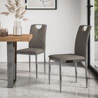 More4Homes Set Of 4 Monza Faux Leather Dining Chair Modern Padded Seat Chrome Legs Kitchen in Grey